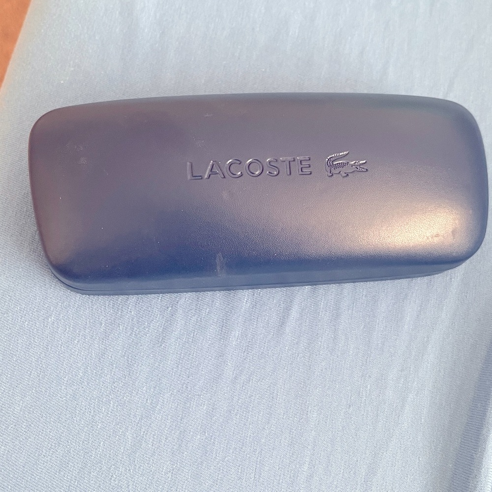 Lacoste Logo Navy Blue Clamshell Eye Glasses Hard Case